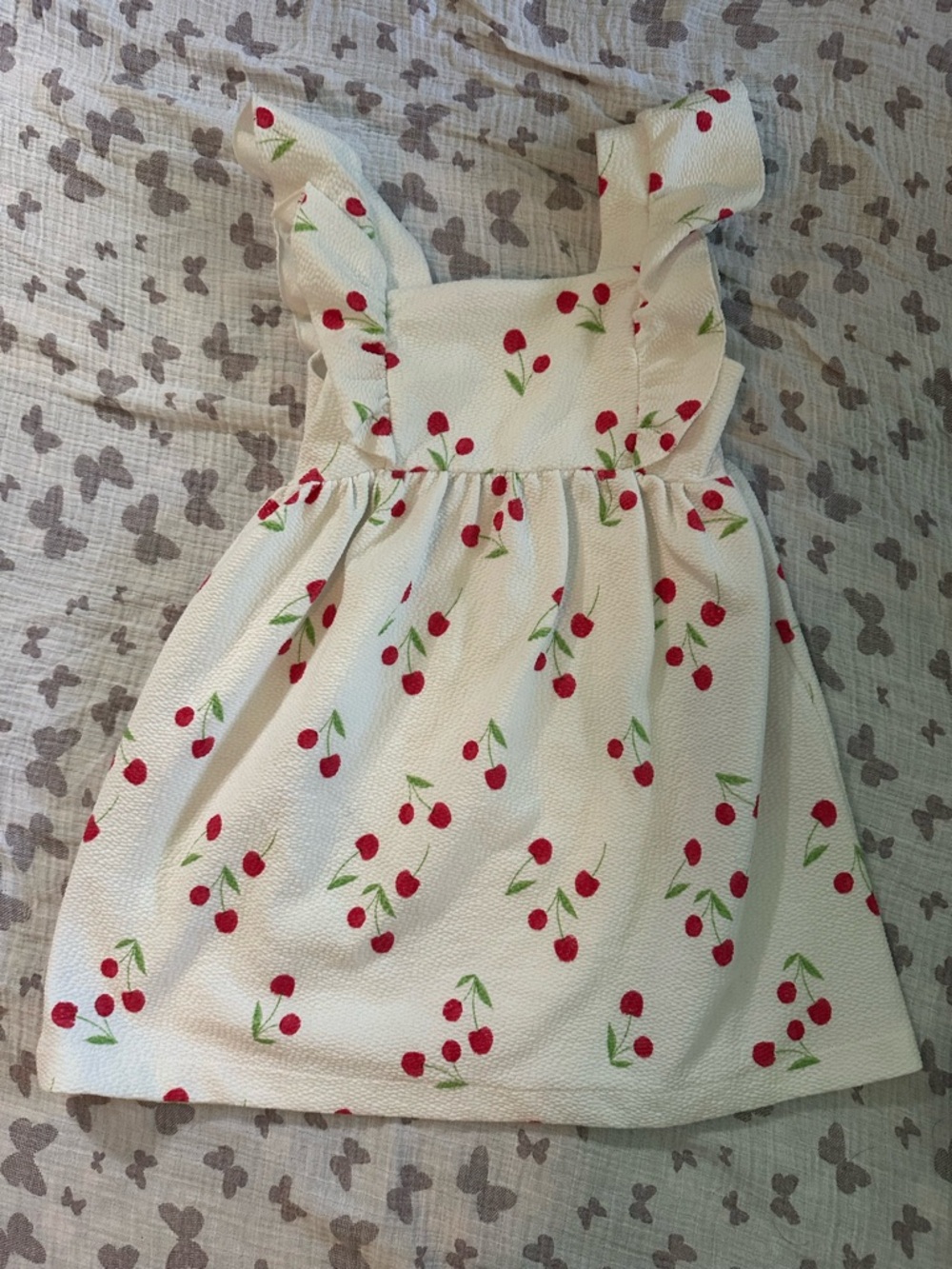 Zara White Dress with Red Cherry Print